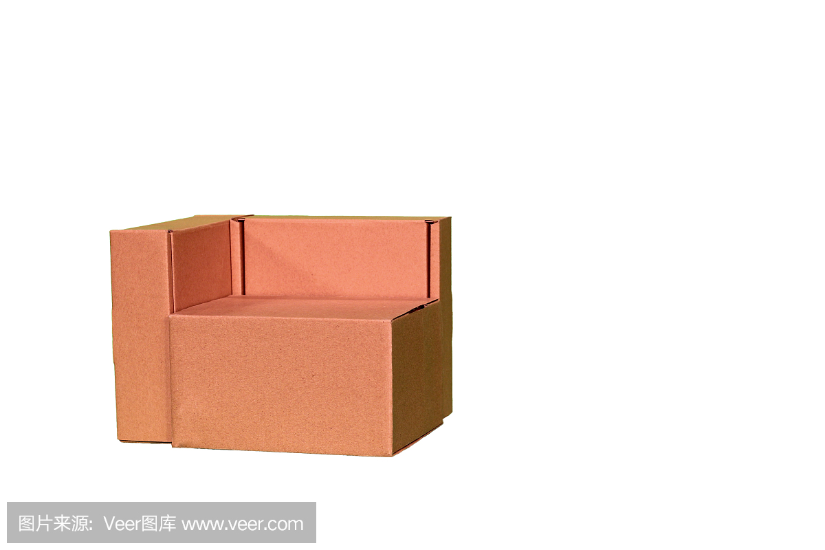棕色纸板箱与盖子鞋或运动鞋产品包装模型,孤立在白色背景